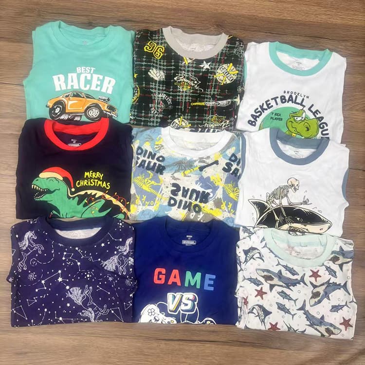 European and American export-grade boys' long-sleeved loungewear, ribbed cotton, autumn and winter children's pajamas