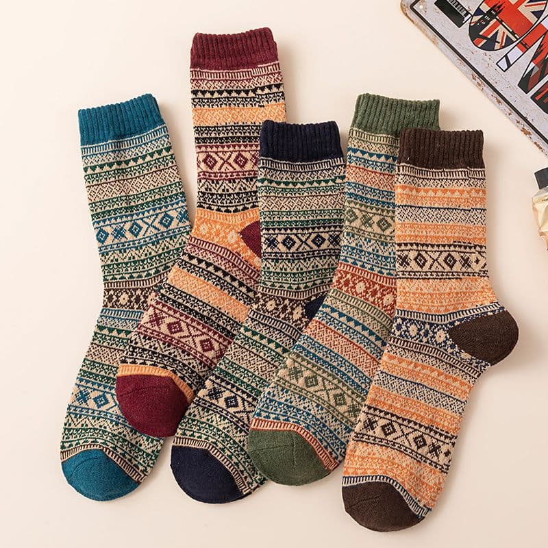 10 Pairs Men's Socks, Autumn/Winter Mid-Calf Socks, Ethnic Style Long Socks, Retro American Work Socks, Amekaji Socks