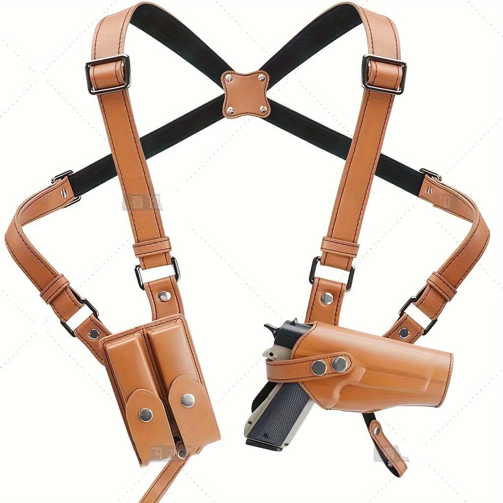New Cross-Border Universal Vertical Shoulder Strap Holster Tactical Underarm Universal G17 Holster 92 Style 1911 Leather Gun Bag