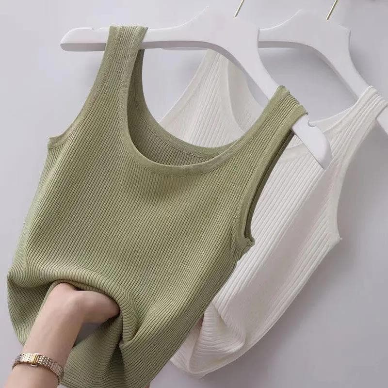 Women's plus-size ribbed tank top (80-200 lbs), slim fit, sleeveless, thin, suitable for both outer and inner wear, factory direct sales.