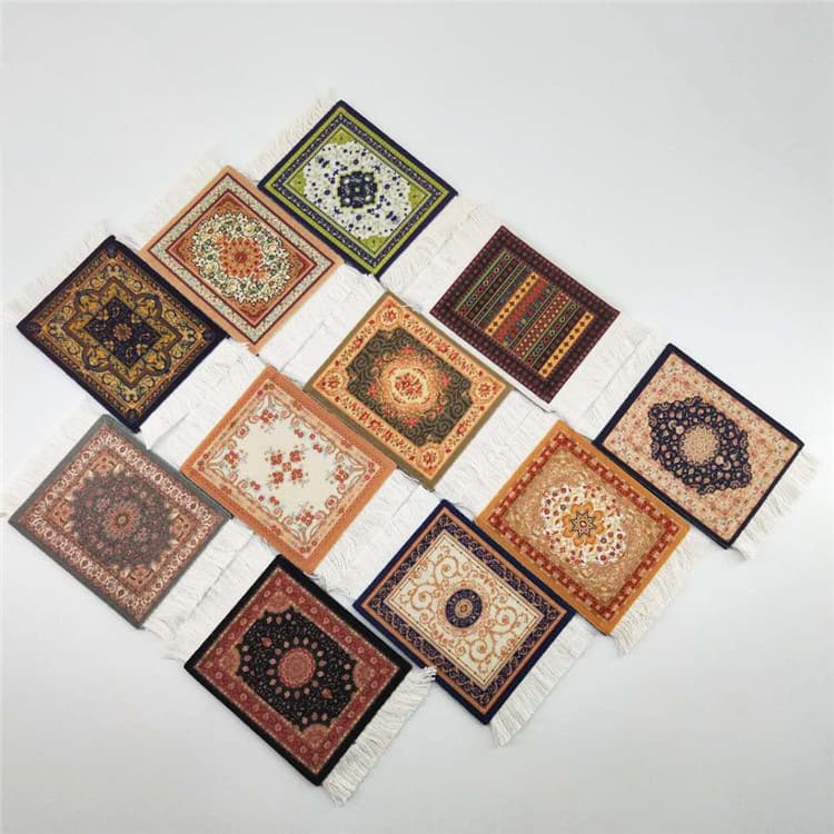 Cross-border Amazon Round Tassel Coaster Dunhuang Caisson Vintage Persian Mat Custom Ethnic Style Heat Insulation Coaster