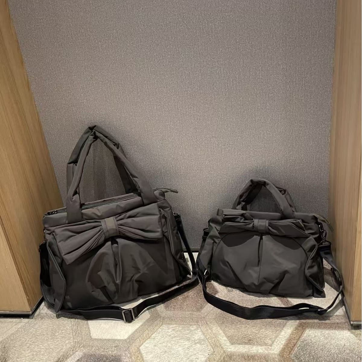 Korean Nylon Bowknot Handbag Crossbody Bag for Women 2026 Spring New Large Capacity Simple Commuter Shoulder Tote