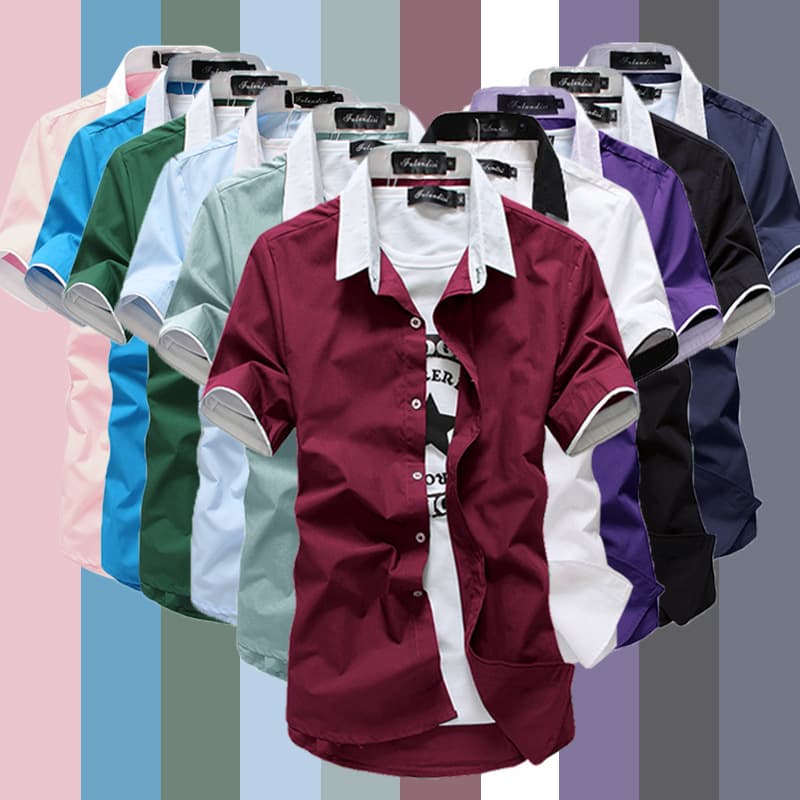 Summer Fashion Men's Youth Korean Style Slim Fit Short Sleeve Shirt and Long Pants Set, Drop Shipping