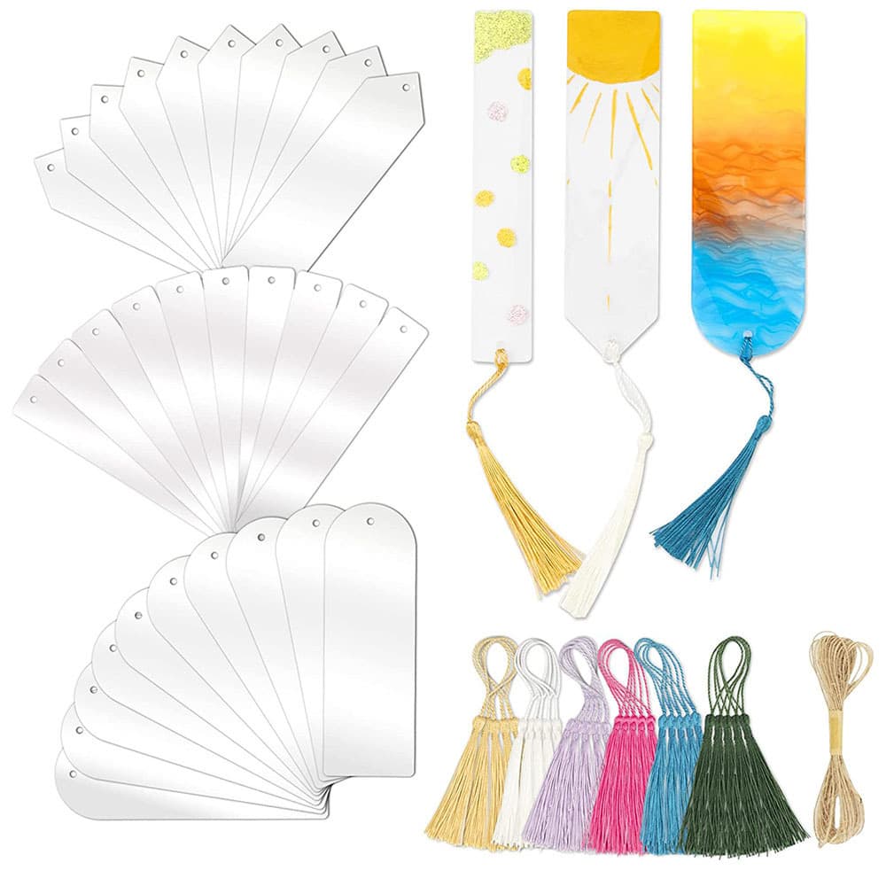 Cross-border acrylic bookmark blank bulk transparent bookmark tassel diy handmade bookmark painted personalized gift