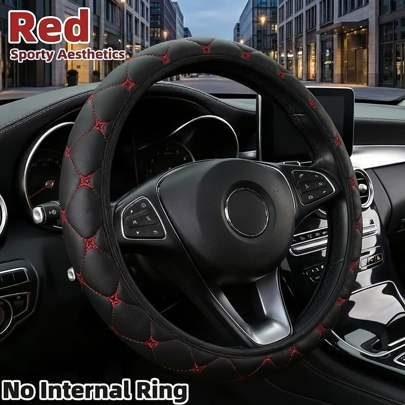 Cross-border E-commerce AliExpress Wholesale Four-Point Star Leather Car Steering Wheel Cover Without Inner Ring Accessory, Universal for All Seasons