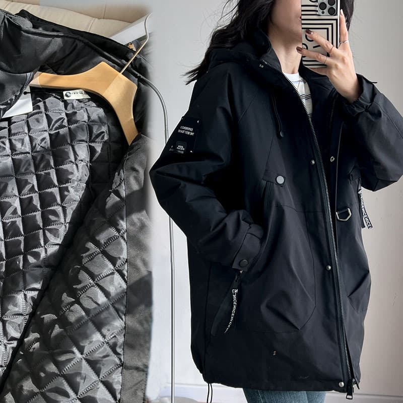 57258 Plus Size Quilted Thick Jacket for Plus Size Women (Korean Style, Casual, Thick, Suitable for 300 lbs)
