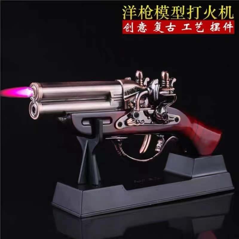 Creative Small Western Gun Lighter Simulation Toy Model Inflatable Metal Home Decoration Ornament Wholesale for Export