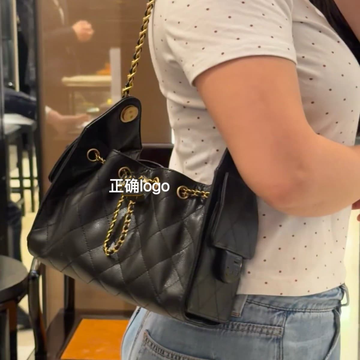 New Genuine Leather Women's Handbag Hobo Bucket Bag Large Capacity Caviar Grain Shoulder Crossbody Bag