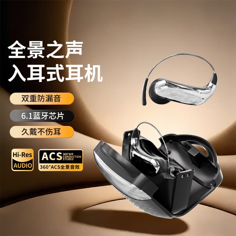 Cross-border TK new ear-mounted Bluetooth headset memory wire AI smart translation headset super long battery life and large power