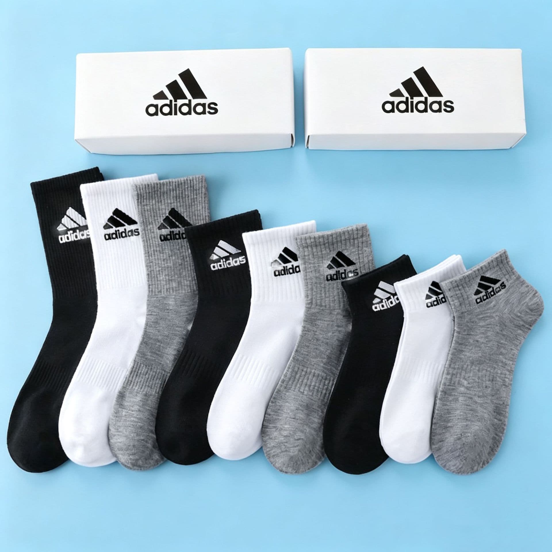 Adi Gift Box Wholesale Socks for Men and Women, Mid-Calf Sports Long Socks for Students, Sweat-Absorbing Running Short Socks, Basketball Trendy Socks