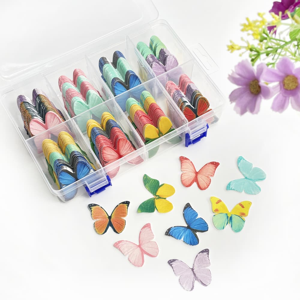 Solid Color Baked Cake Decoration Wafer Rice Paper Butterfly Hotel Cold Dish Presentation Cocktail 3D DIY Ornament