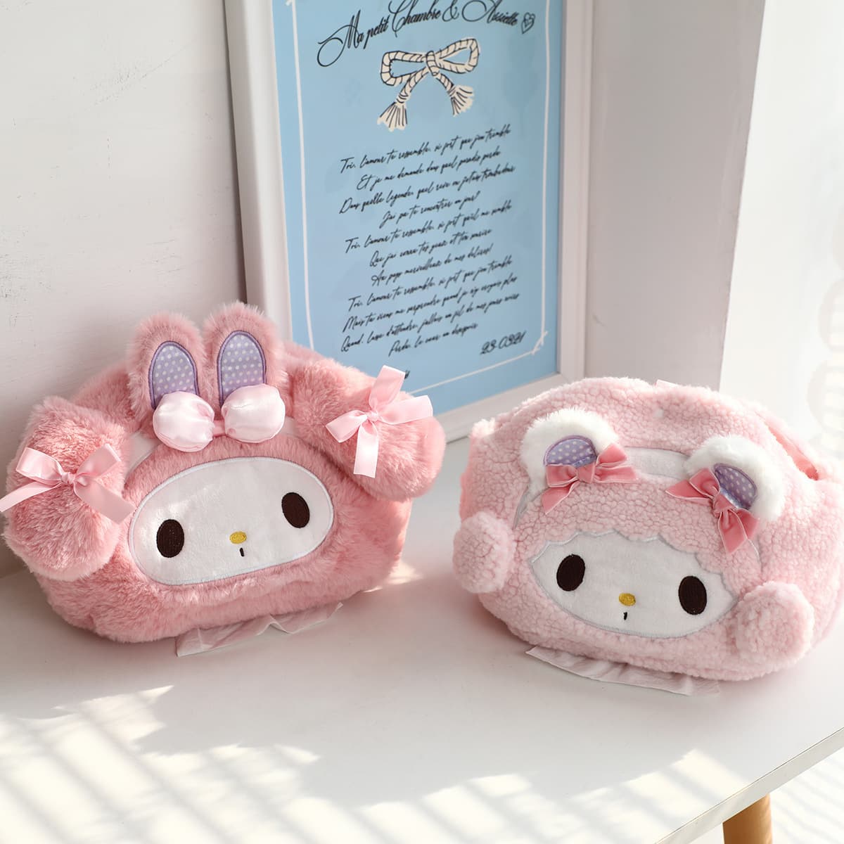 Melody Little Sheep Pink Cute Tissue Box Cover for Home Car Tissue Holder Japanese Style Car Tissue Storage Cover