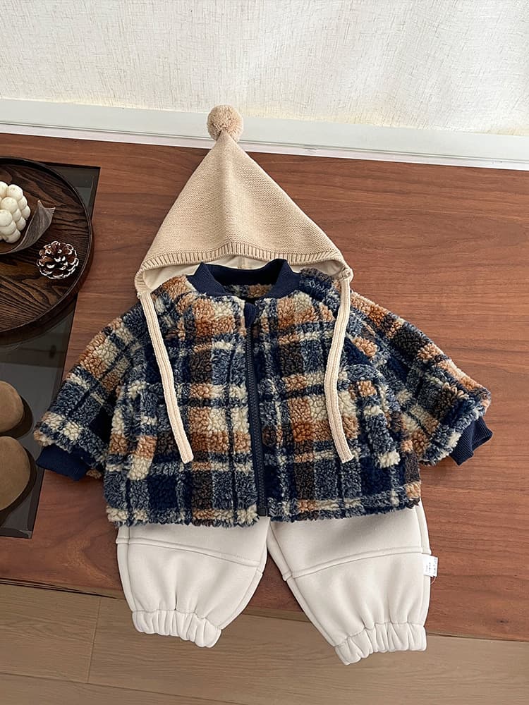 2025 Winter New Korean Style Boys and Girls Embroidered Fleece-Lined Sweatpants, Baby Outing Versatile Style