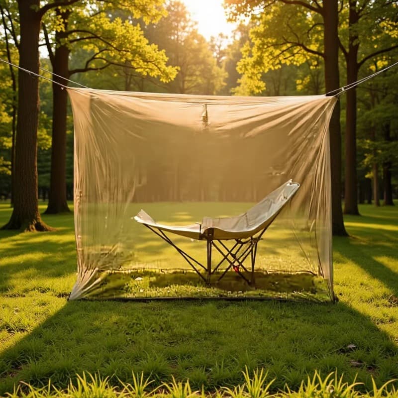 Military Green Mosquito Net for Outdoor Camping Cot, Single Military Camping Net, Square Top with Reinforced and Thickened Bottom