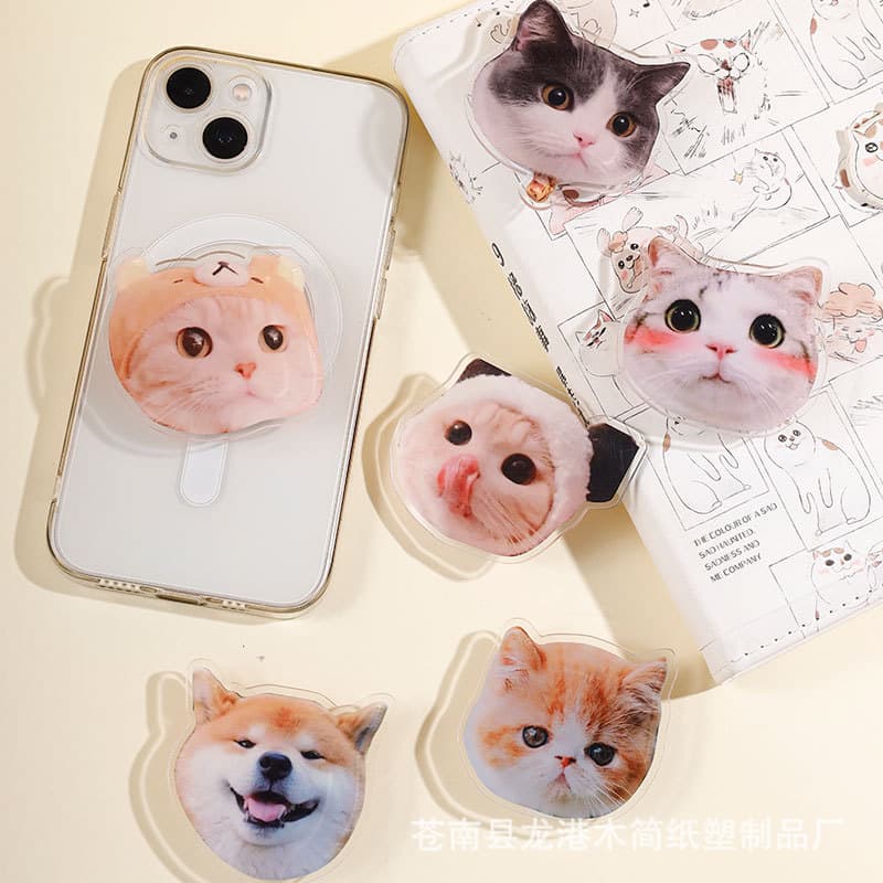 Creative Phone Air Cushion Stand with Animal Avatars, Viral TikTok/Xiaohongshu, Retractable Lazy Acrylic Stock Wholesale
