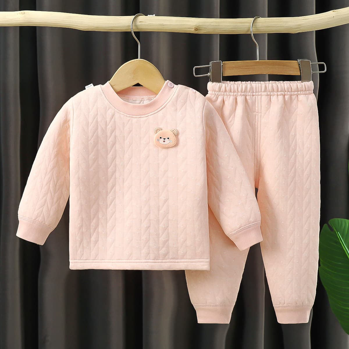 2023 Autumn/Winter New Three-Layer Thermal Underwear Set for Boys and Girls, Baby Home Wear, Children's Cotton Padded Innerwear