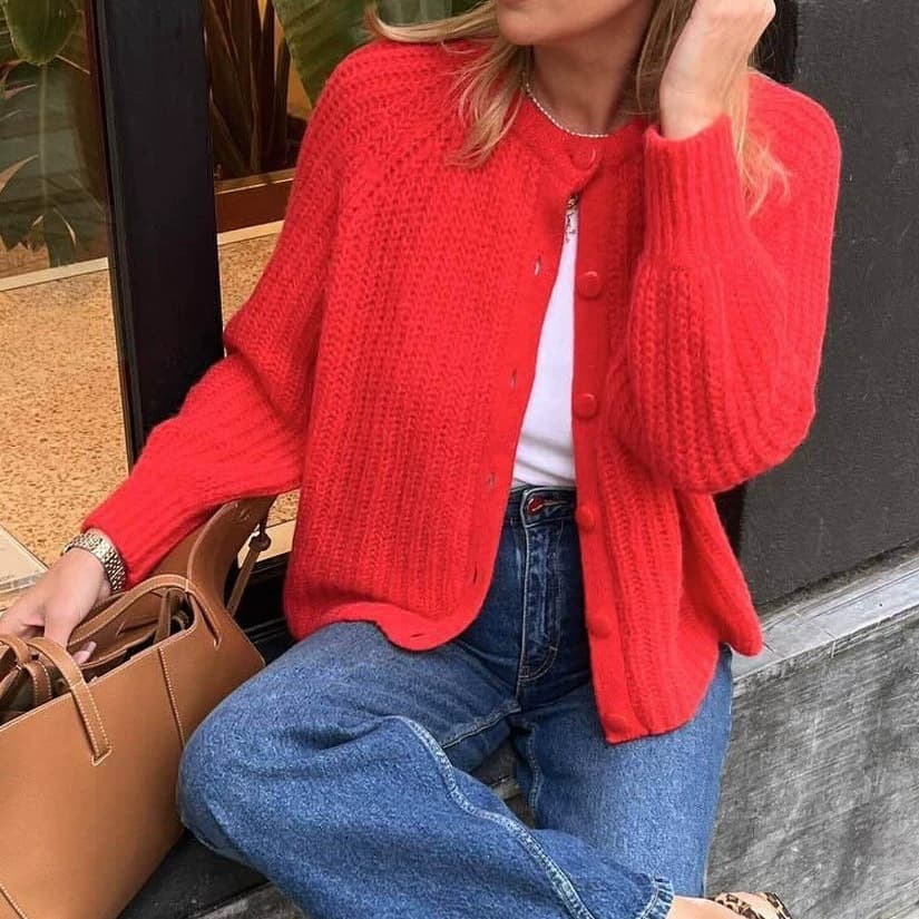 2026 Autumn/Winter New Arrival European and American Cross-border Women's Street Fashion Casual Round Neck Long Sleeve Sweater Coat Knitted Cardigan