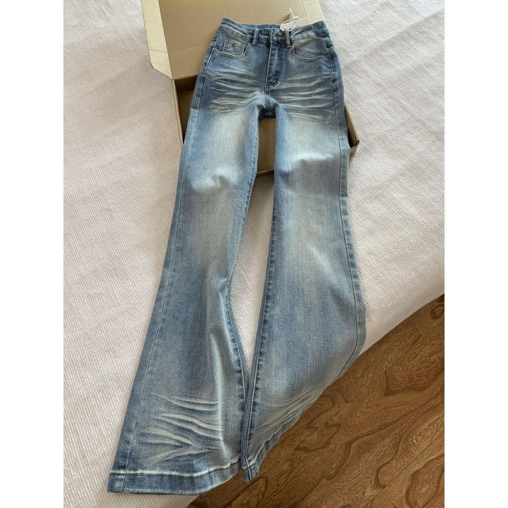 American Retro Micro Flare Jeans Girls Big Kids Spring Loose Non-Skinny Fit Kids Pants 0072A103T8359