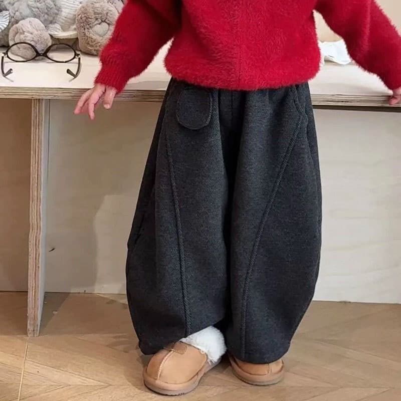 Girls' Korean Style Fleece-Lined Casual Straight-Leg Pants 2026 Winter New Arrival Kids' Baby Versatile Banana Pants Trendy