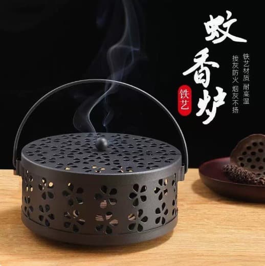 Windproof Creative Mosquito Coil Holder, Fireproof Home Use with Lid, Indoor Outdoor Safe Mosquito Coil Burner, Iron Art Incense Burner