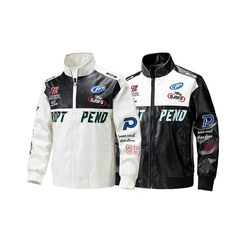 Couple Motorcycle Jacket Men's Streetwear American High Street Design Premium Trendy PU Leather Jacket Stand Collar