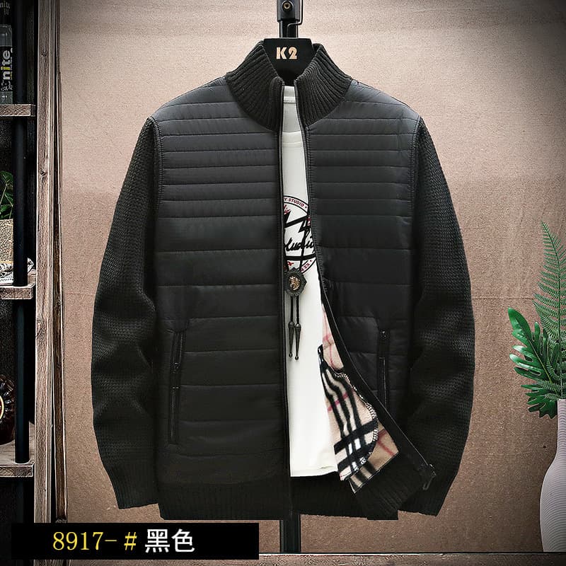 High Quality New Fall/Winter Men's Casual Stand Collar Cardigan Knit Sweater Coat Versatile Fleece-Lined Top Trendy