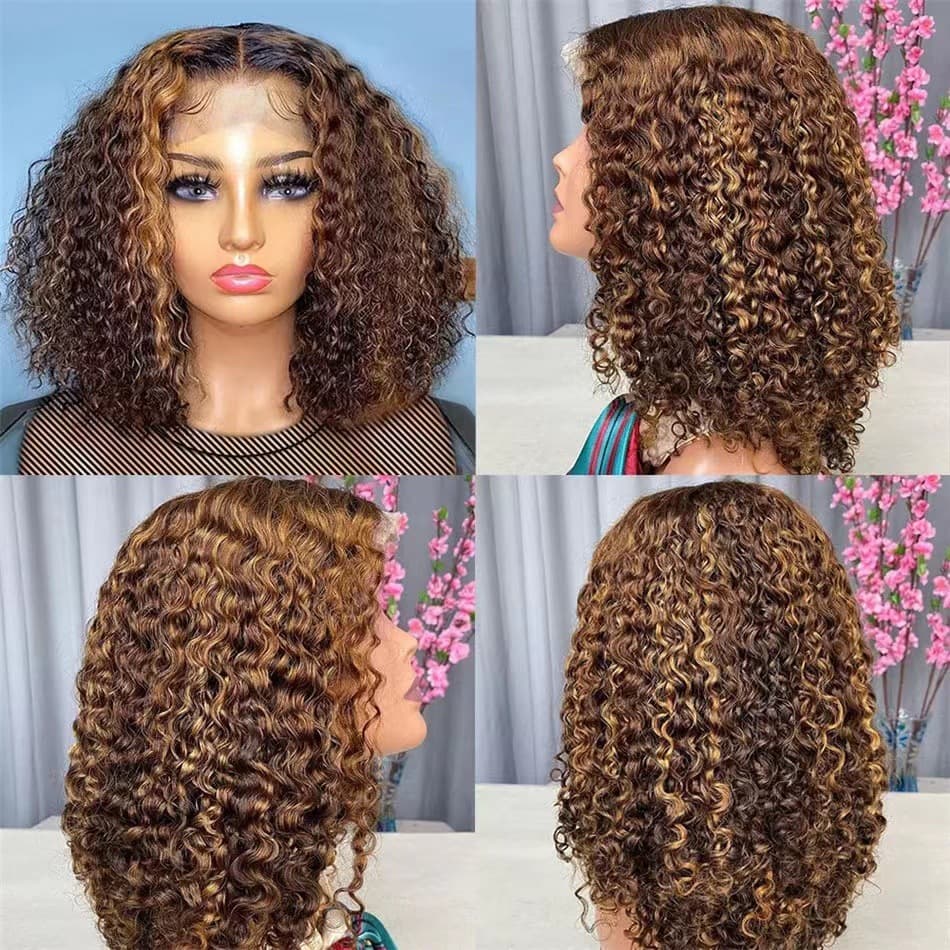 Lace Front Wig Long Curly Human Hair Piano Color African Small Curls Factory Wholesale for Export