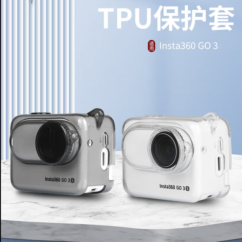 Compatible with Insta360 GO3 TPU protective case, shockproof and waterproof body cover for action camera