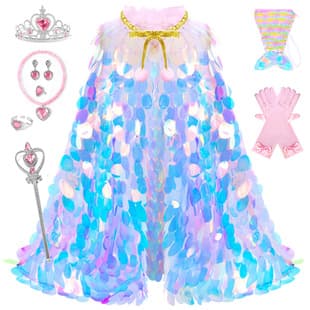 Mermaid Sequin Cape Girls Photo Shoot Costume Props Princess Ball Crown Set Styling Photography Outfit