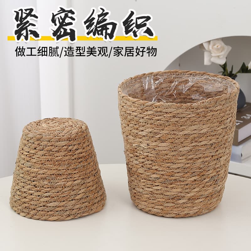 Cross-border Potted Plant Hugging Bucket, Rattan Woven Flower Basket, Nordic Grass Woven Flower Pot, Woven Flower Pot Cover, Ins-style Creative Flower Pot