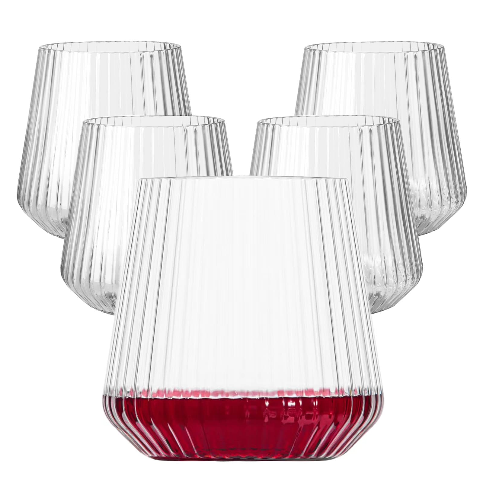Amazon 36-Pack 14OZ Disposable Plastic Wine Cups, Striped Juice Glasses, Plastic Egg Cups