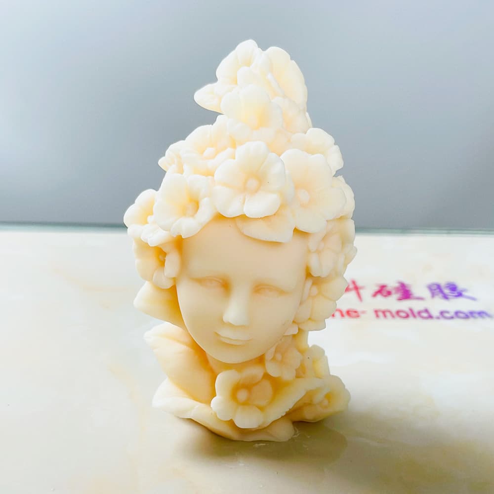 Flower girl candle mold spirea fairy gardening ornaments girl head plaster silicone mold