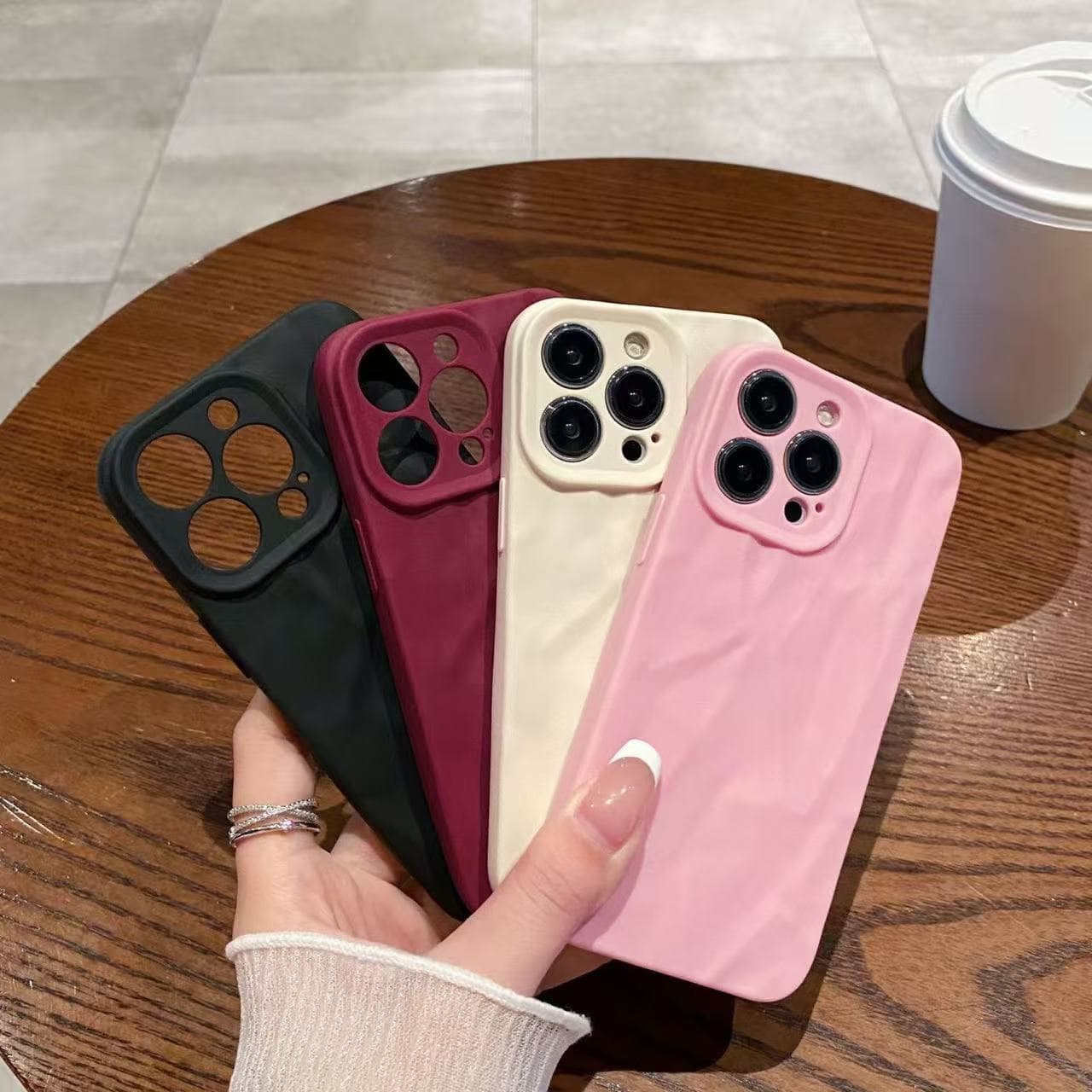 Pleated Phone Case for Apple 17 16 Pro Max New 14 Pro Shockproof Plus 15 PM Solid Color Case 13 Pro