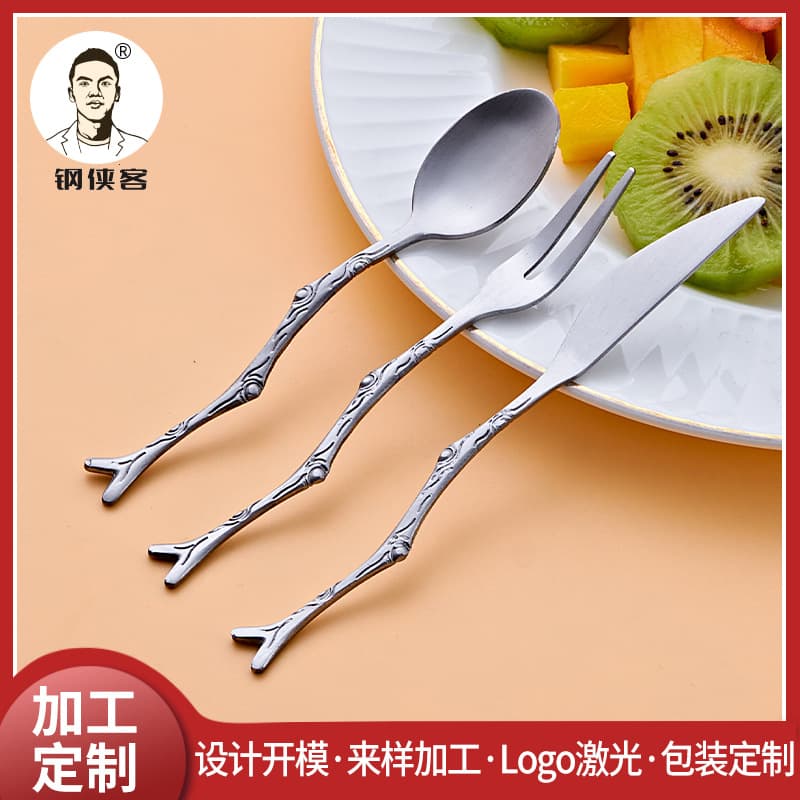 Steel Knight Cake 304 Stainless Steel European New Style Mooncake Fork Fruit Fork Dessert Fork Creative Dessert Fork S63