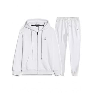 Cotton RL Embroidered Zip-Up Hoodie Men's and Women's Spring/Autumn Set Hooded Jacket + Pants Casual