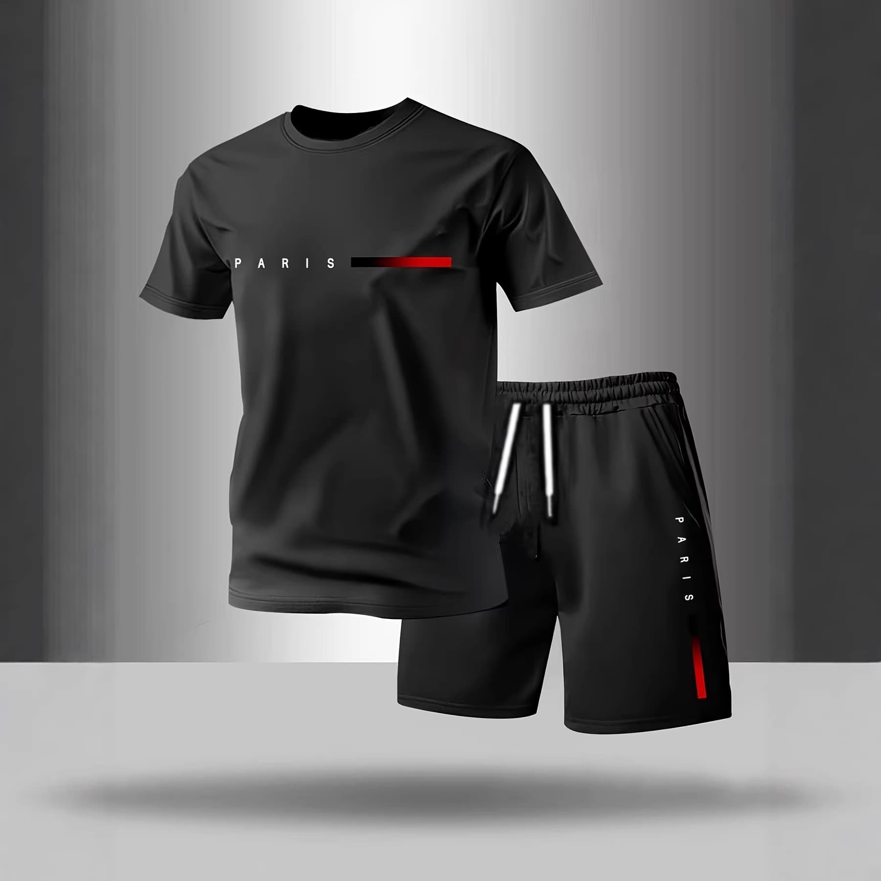 Cross-border European size men's summer daily wear comfortable sports suit round neck short-sleeved shorts casual home two-piece
