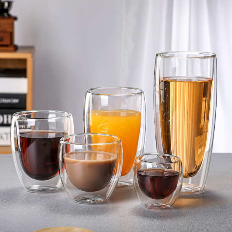 Wholesale Custom Double-Wall Glass Cup, Transparent Coffee Cup, Egg-Shaped Cup, Double-Wall Insulated Cup, Flower Tea Cup, Milk Cup