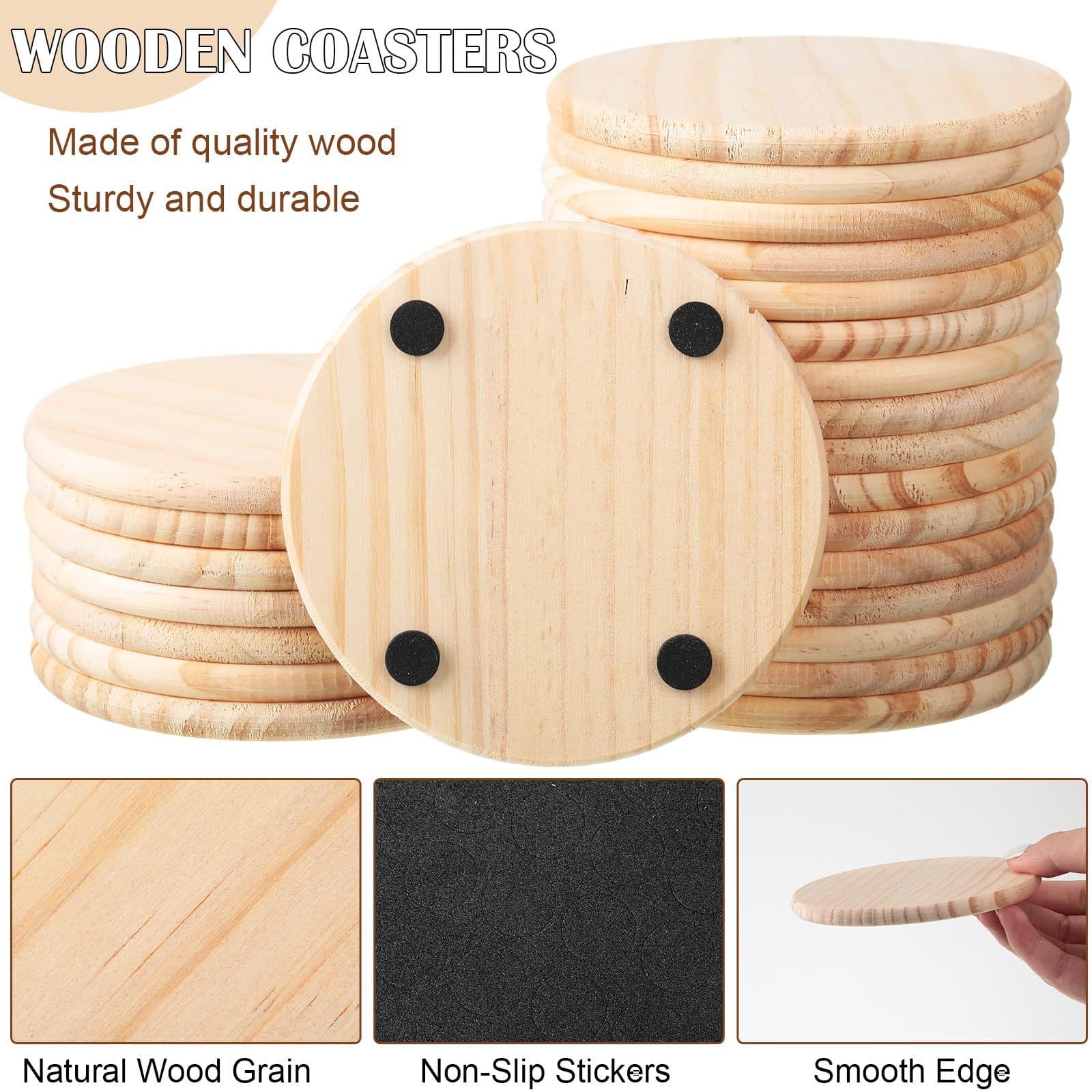 Cross-border Hot Sale Wooden Coaster Logo Engraving Square Round Heart Shape Household Wood Heat Insulation Coaster