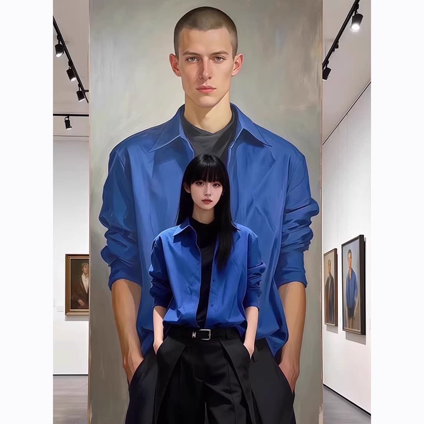 Klein Blue Korean Style High-End Shirt for Men Spring High-End Rugged Layering Long Sleeve Shirt Regular Shoulder Jacket