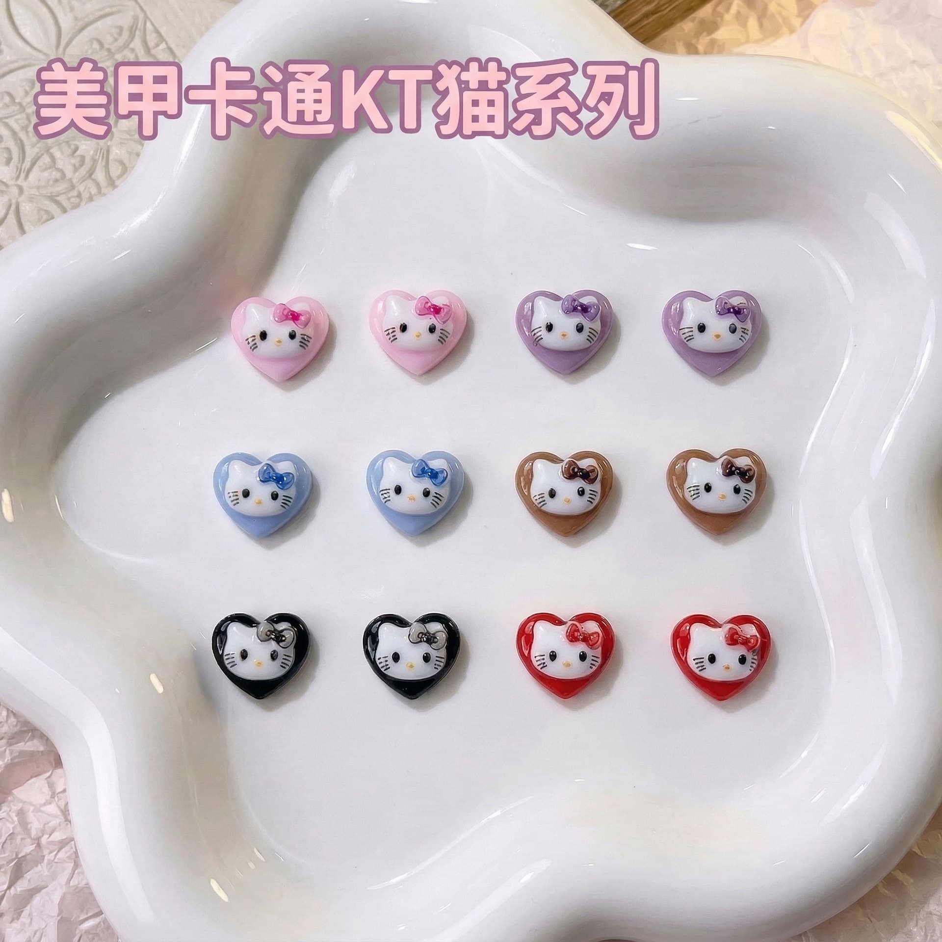 Love Kitty Cat Nail Art Decorations Cute Cartoon Resin Accessories DIY Nail Art Supplies Factory Direct