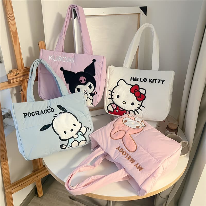 Cute cartoon printed tote bag girly heart large capacity shoulder handbag bag simple fashion shopping bag