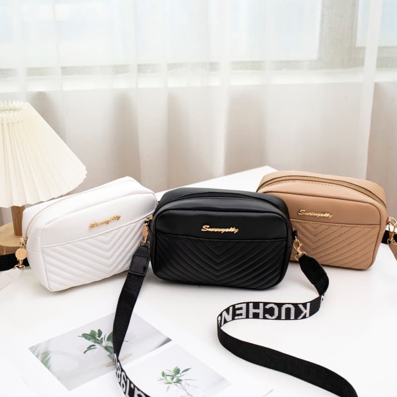 Cross-border Korean-style minimalist women's shoulder crossbody bag with embroidered thread, solid color, trendy small square bag, 2025 new women's shoulder bag