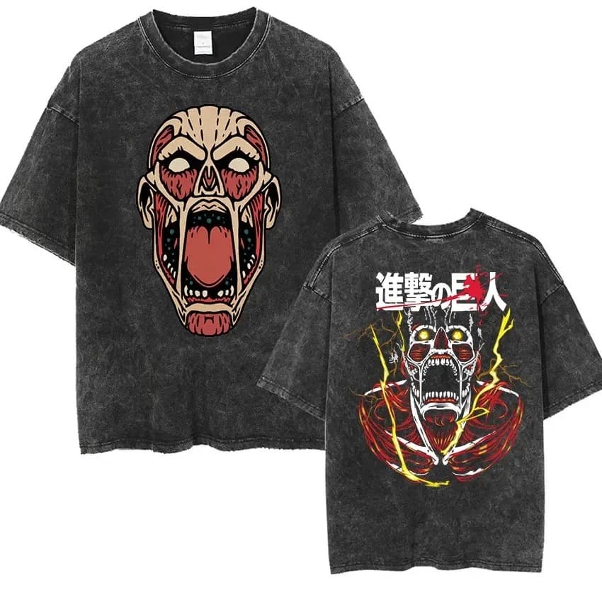 Cartoon Anime T-Shirt Men's T-Shirt Graphic Women's Lainer Men's Retro Titan Attack Number Cloth