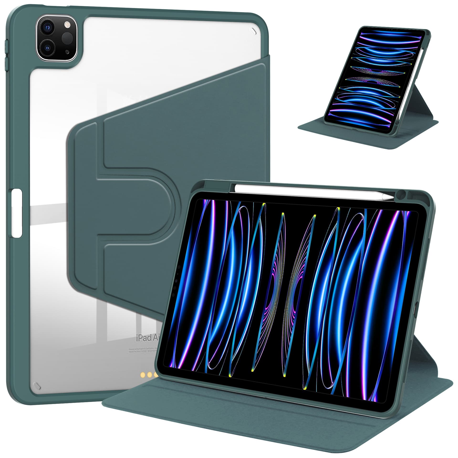 Factory Direct For iPad Pro 11 Acrylic Rotating Leather Case iPad 10.2 with Pen Slot Air 11 Protective Shell