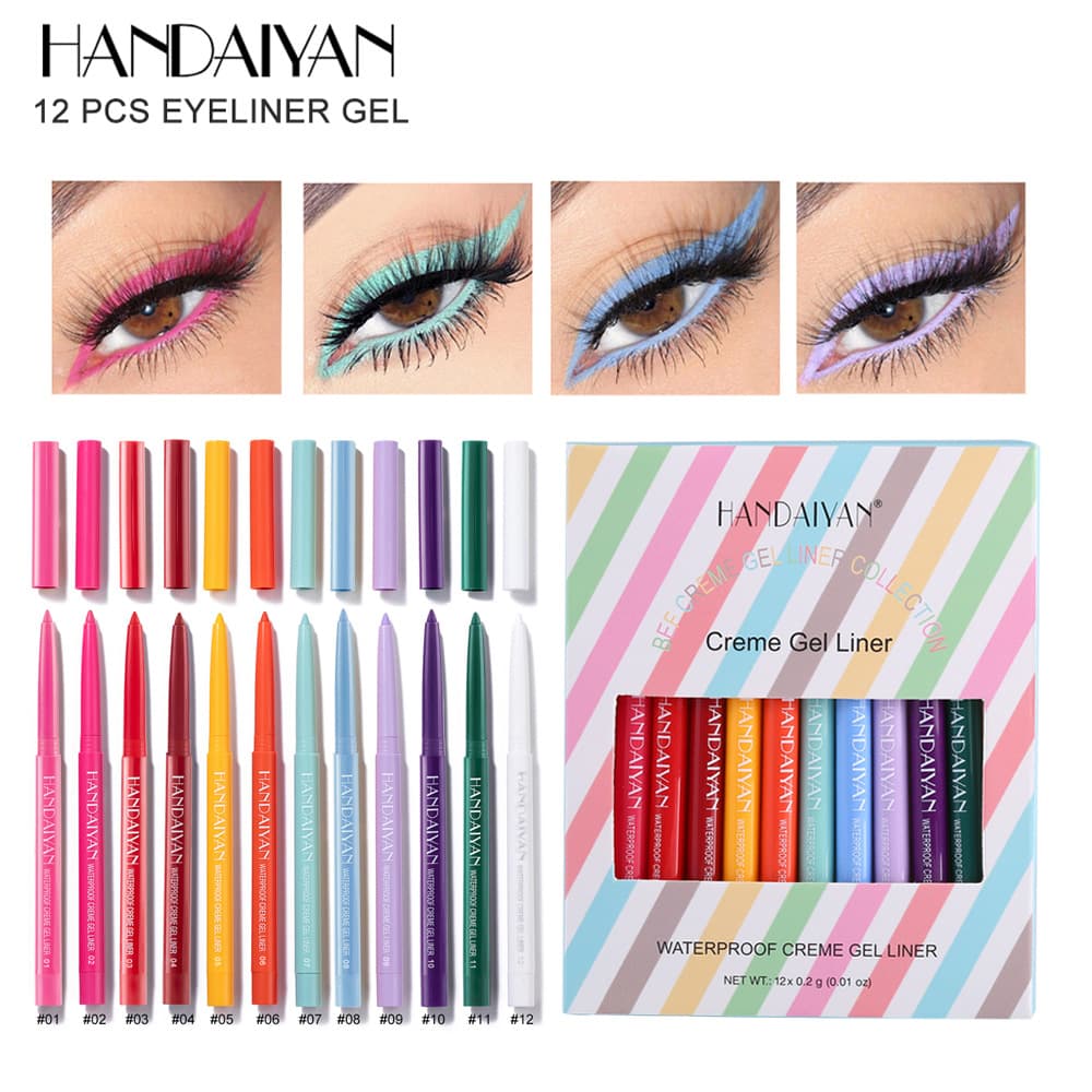 Cross-border makeup set 12-color matte color eyeliner quick-drying non-fading eyeliner boxed exclusive for foreign trade