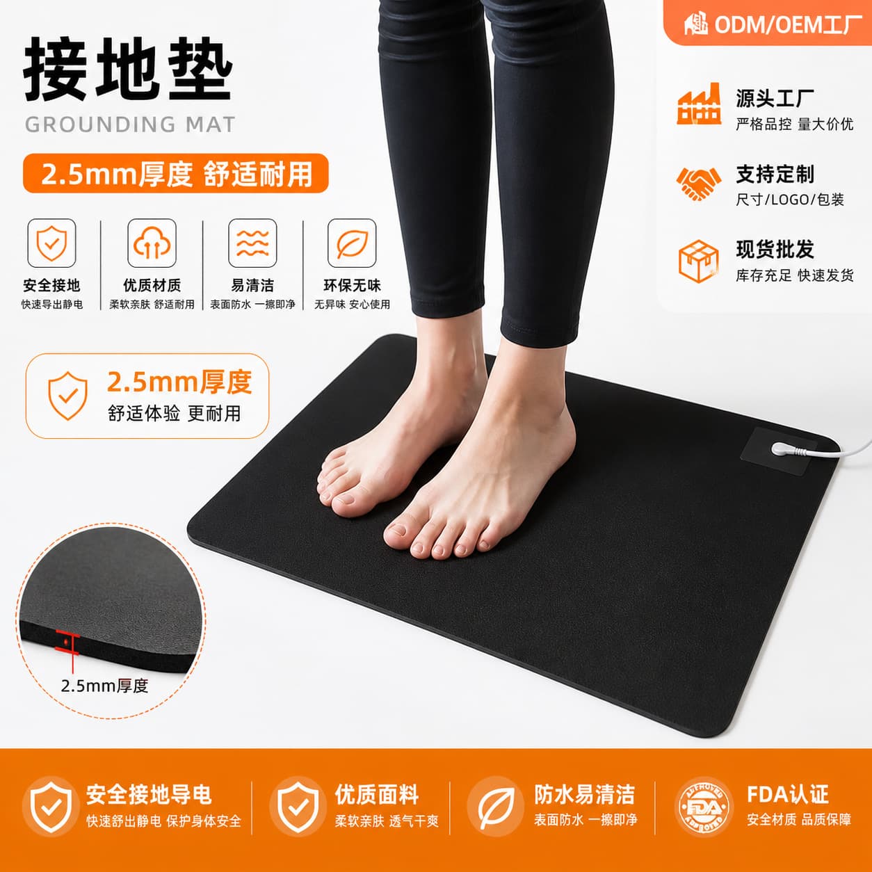 Cross-Border Best-Selling Anti-Static Grounding Mat, Conductive PU Wear-Resistant Anti-Slip Grounding Pad Yoga Mat Mouse Pad