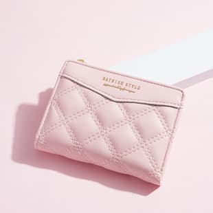 Women's Wallet Cute Fresh Folding Simple Coin Purse Stitching Design Large Capacity Student Short Wallet Trendy