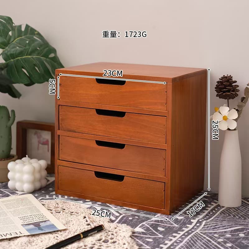 Wooden desktop drawer-style multi-layer storage cabinet, wooden cosmetic and sundry box, display screen lifter