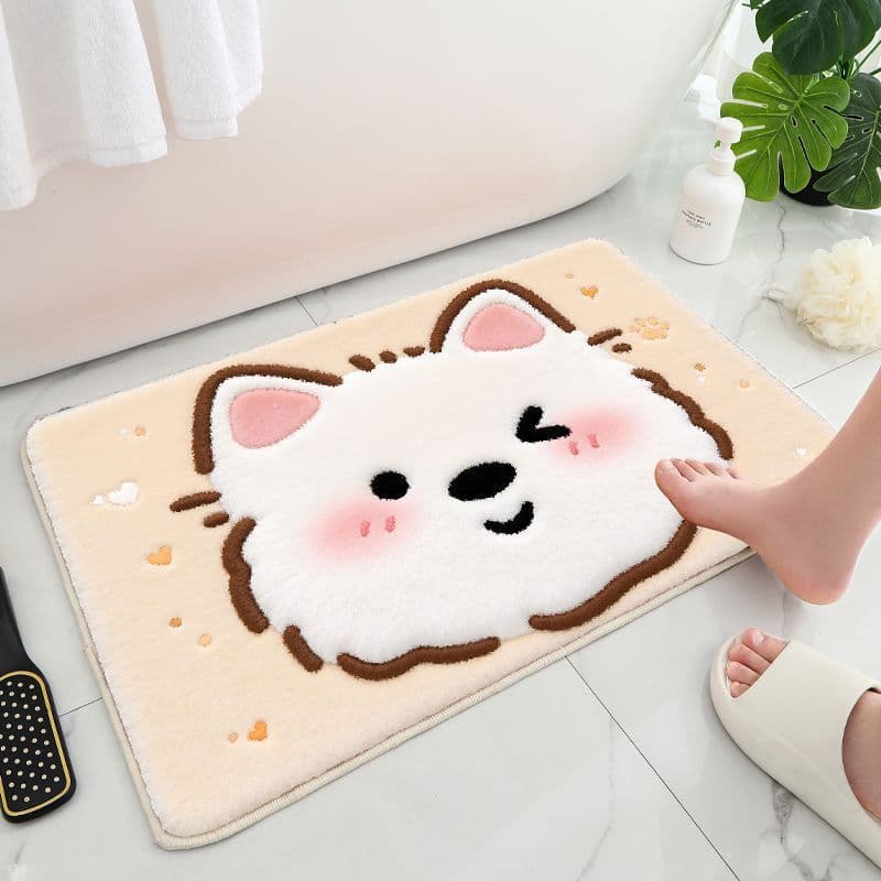Cartoon pink girly bathroom non-slip, water-absorbent, soft, skin-friendly cashmere carpet entryway, stain-resistant and easy-care floor mat