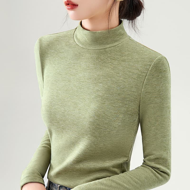Silk cashmere base layer women's 2023 new fashion women's clothing stand-up collar brushed t-shirt warm inner top